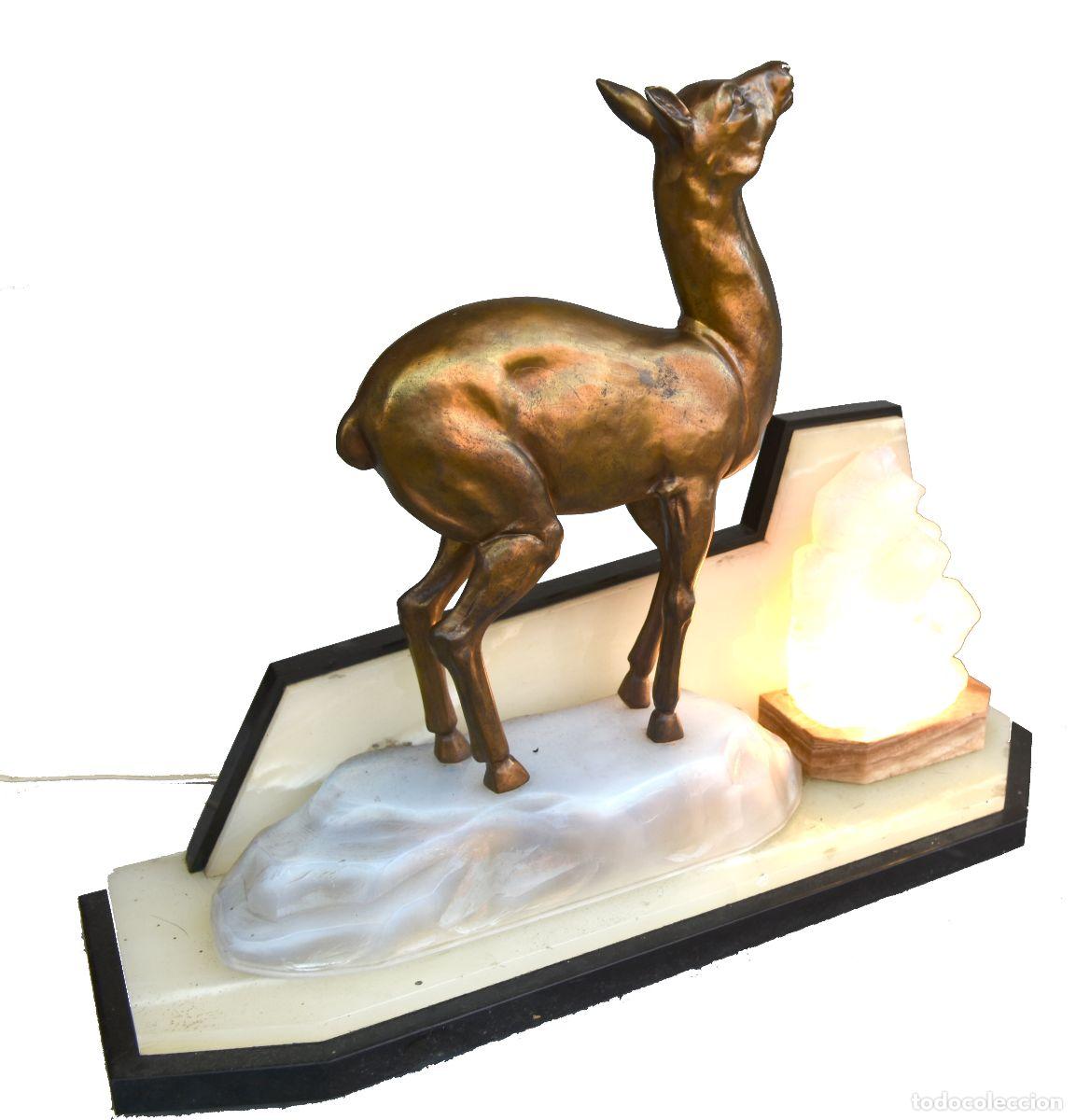 Vintage: Lampe veilleuse r&eacute;gule Art d&eacute;co 1930 &agrave; la biche - Foto 7