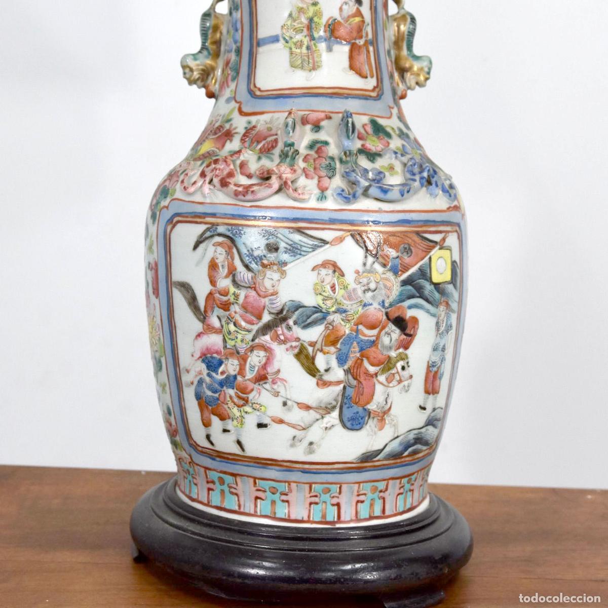 Vintage: Vase canton &eacute;poque XIX&egrave;me mont&eacute; en lampe - Foto 2