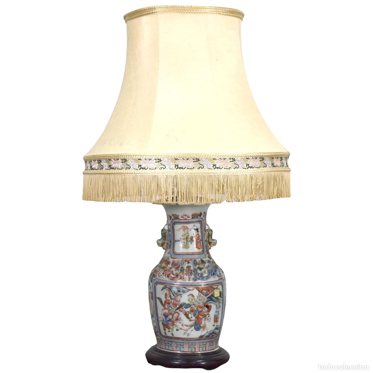 Vintage: Vase canton &eacute;poque XIX&egrave;me mont&eacute; en lampe - Foto 1
