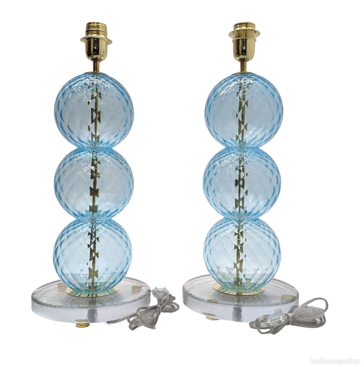 Vintage: Paire de lampes en verre souffl&eacute; de Murano - Foto 2