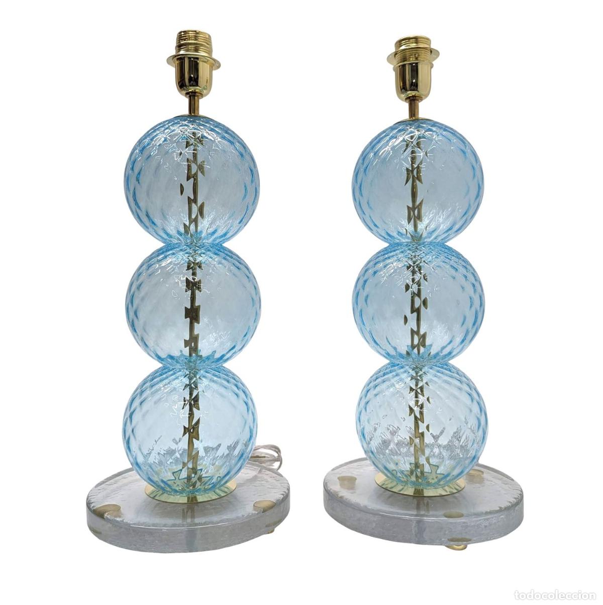 Vintage: Paire de lampes en verre souffl&eacute; de Murano - Foto 1