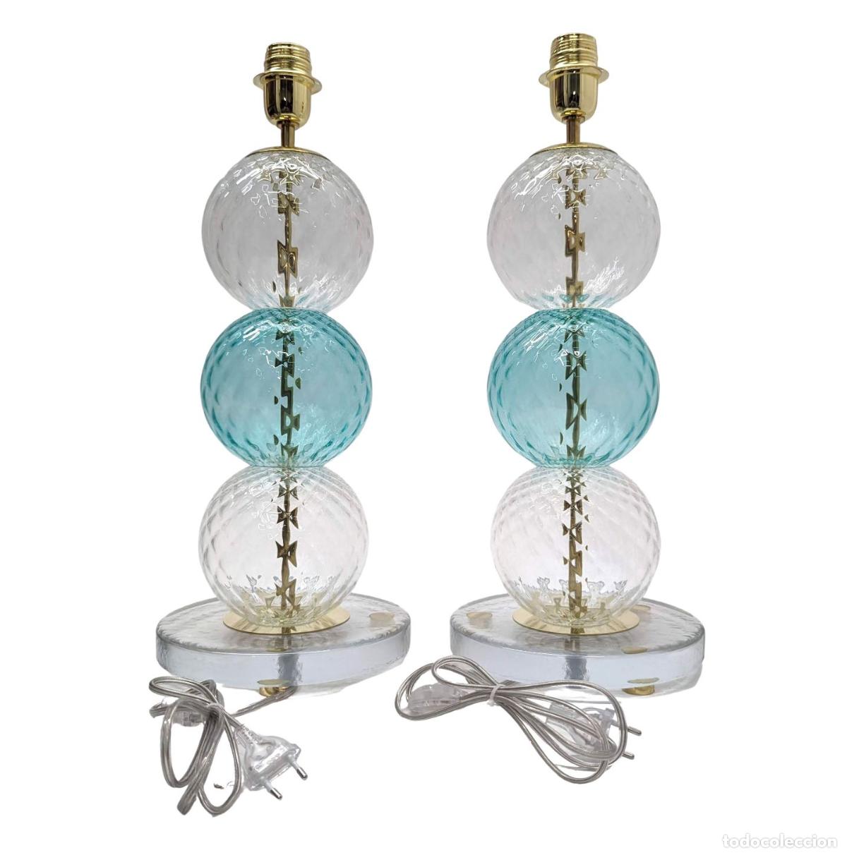 Vintage: Paire de lampes en verre souffl&eacute; de Murano - Foto 2
