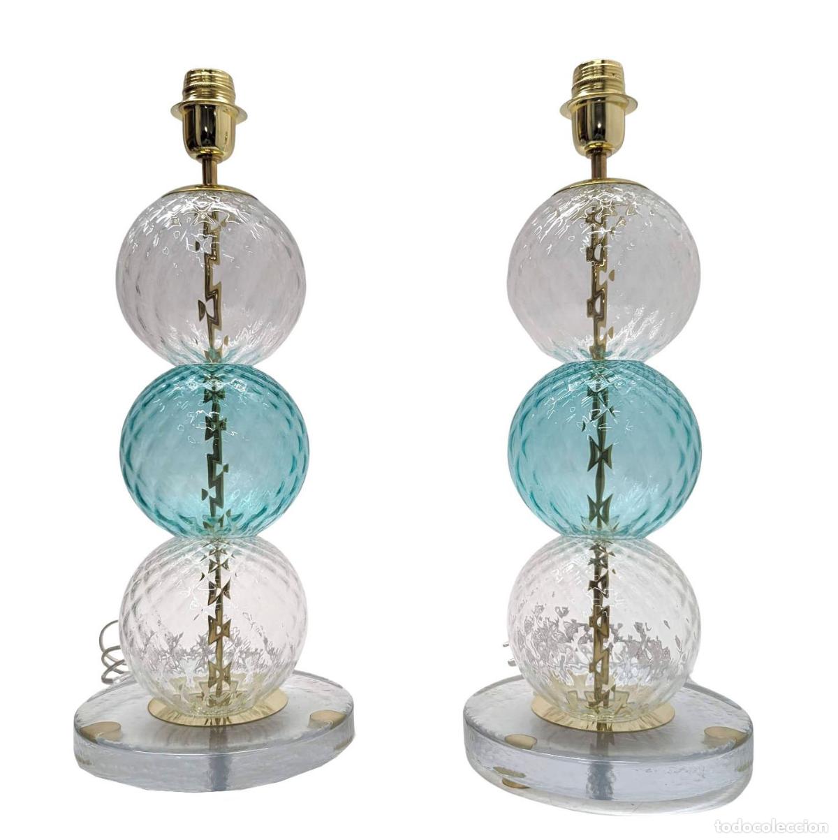 Vintage: Paire de lampes en verre souffl&eacute; de Murano - Foto 1