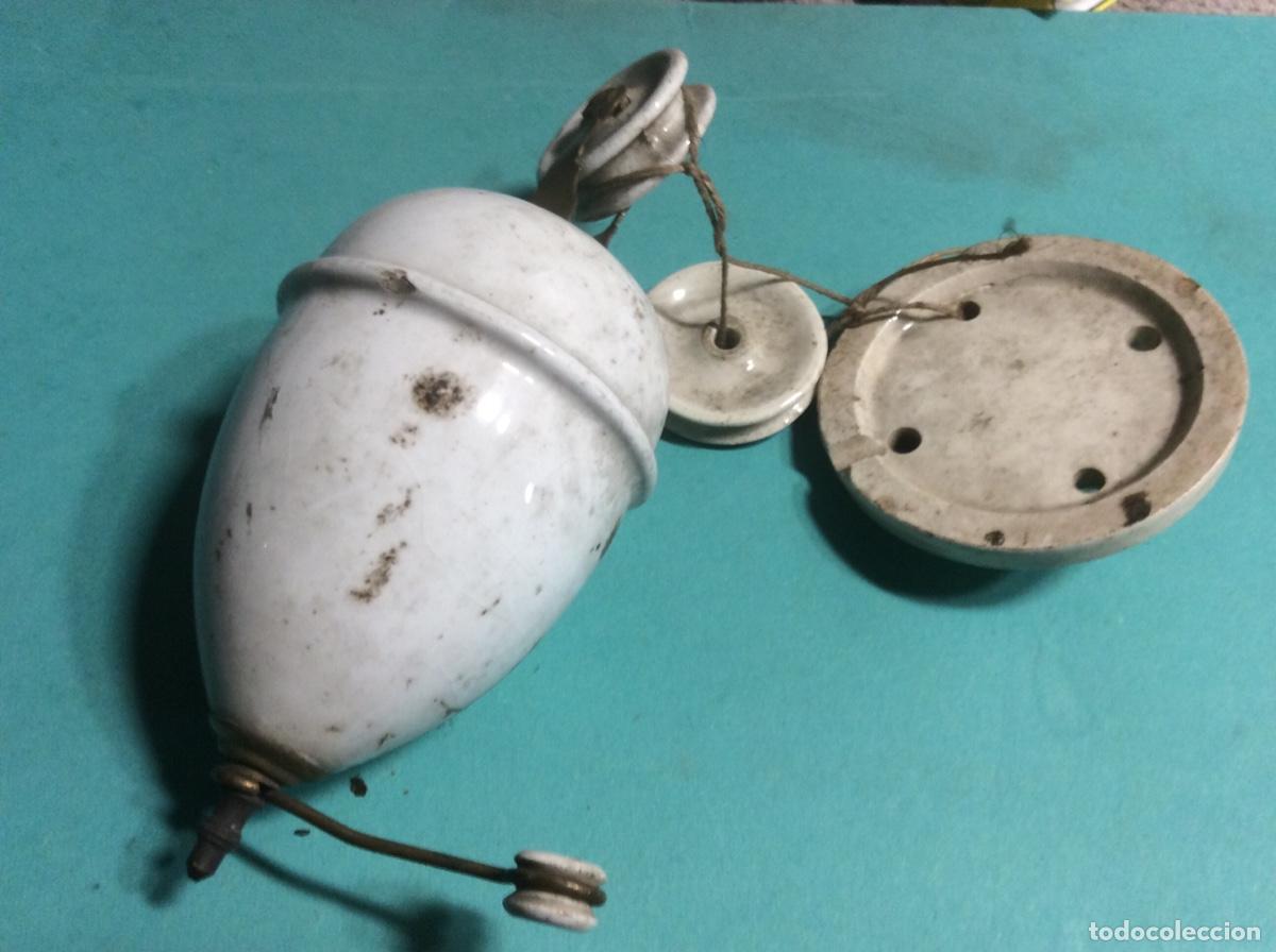 Vintage: POLEA CONTRAPESO DE L&Aacute;MPARA EN PORCELANA - Foto 2