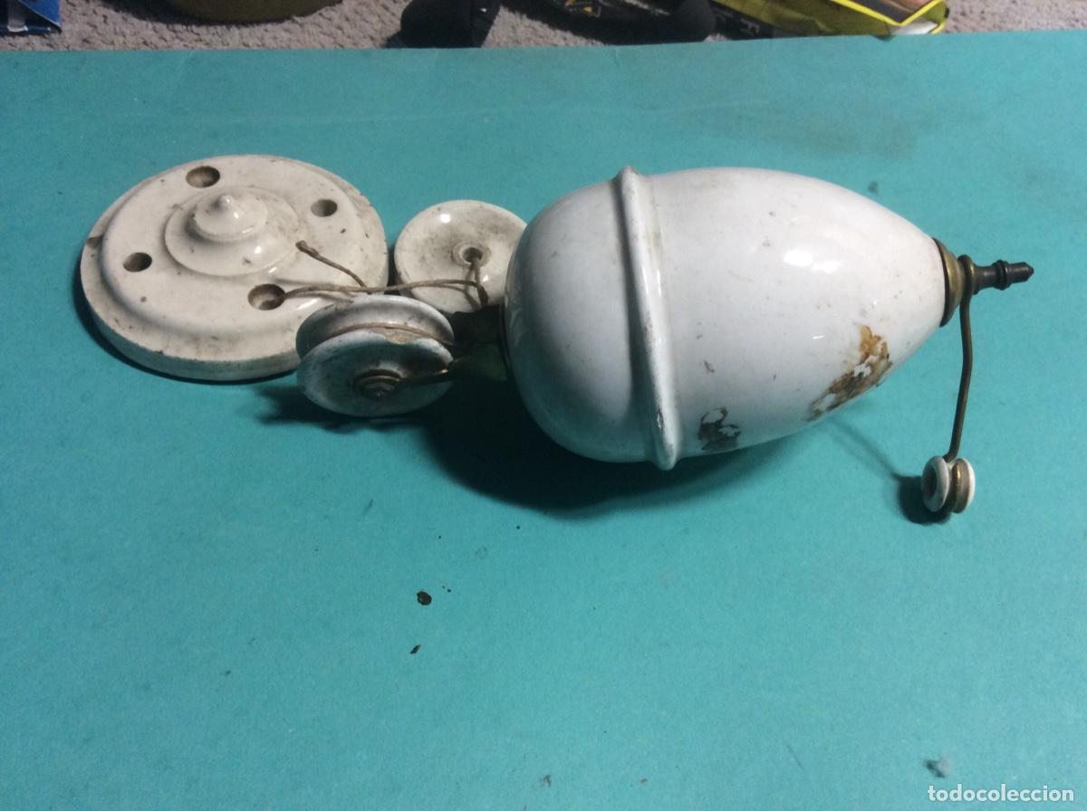 Vintage: POLEA CONTRAPESO DE L&Aacute;MPARA EN PORCELANA - Foto 3