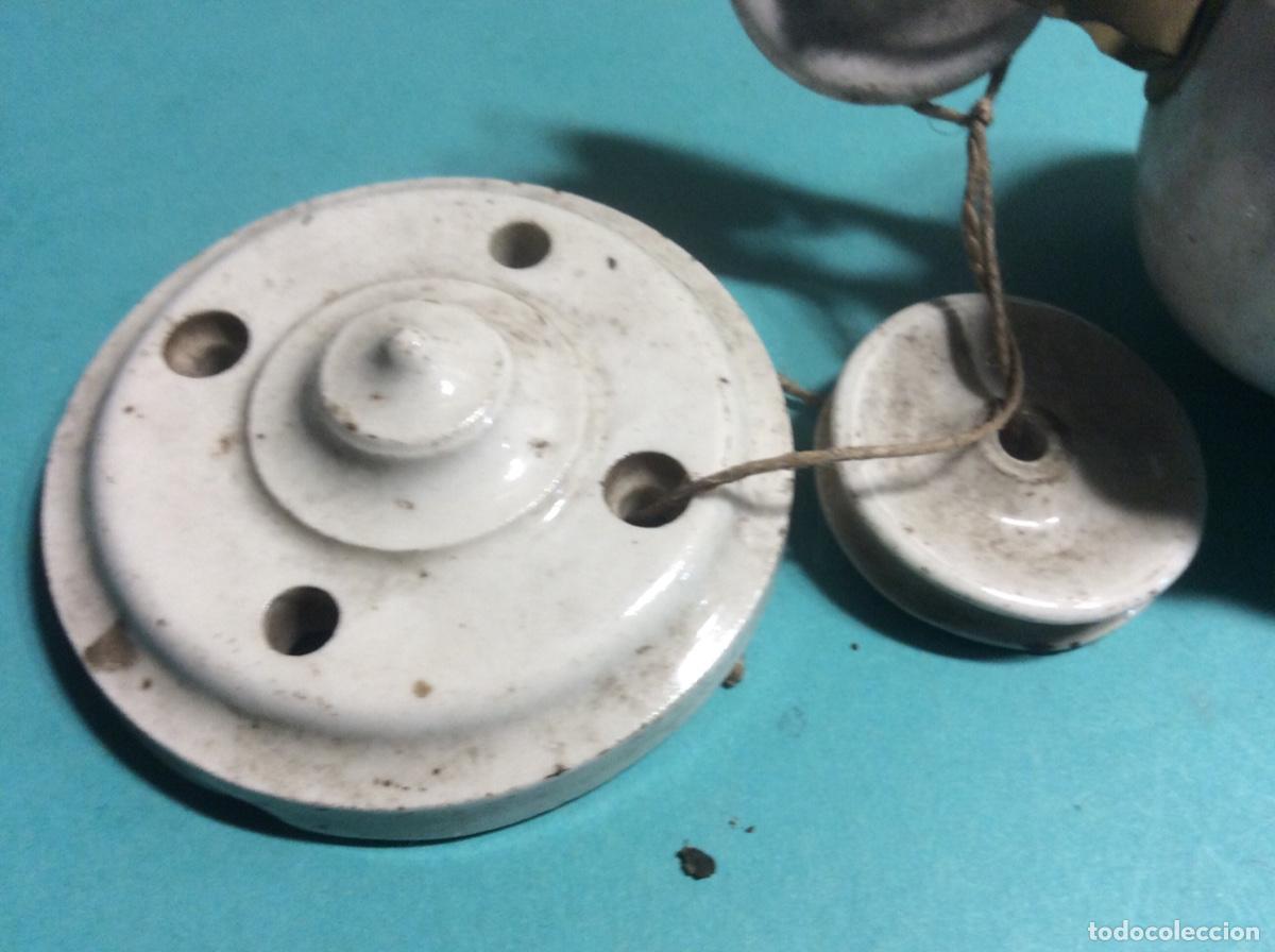 Vintage: POLEA CONTRAPESO DE L&Aacute;MPARA EN PORCELANA - Foto 6