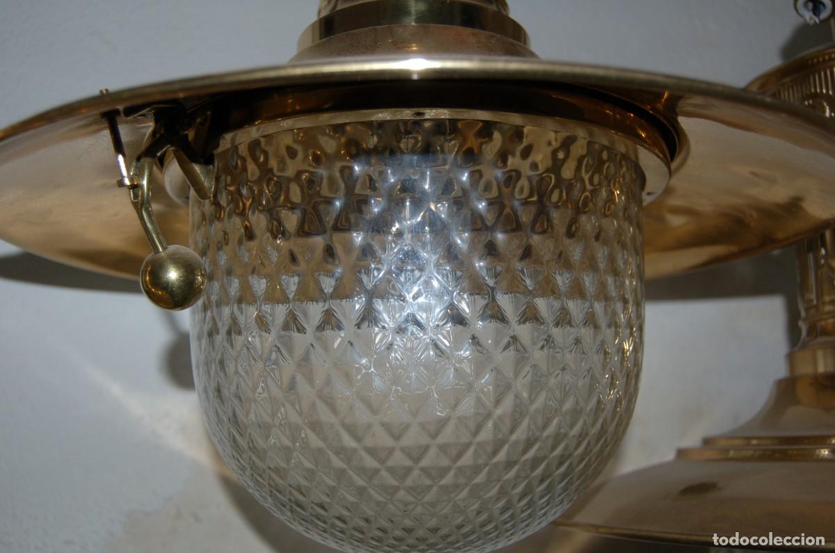 Vintage: 5 FAROLES DE BARCO CON TULIPA DE CRISTAL. - Foto 4
