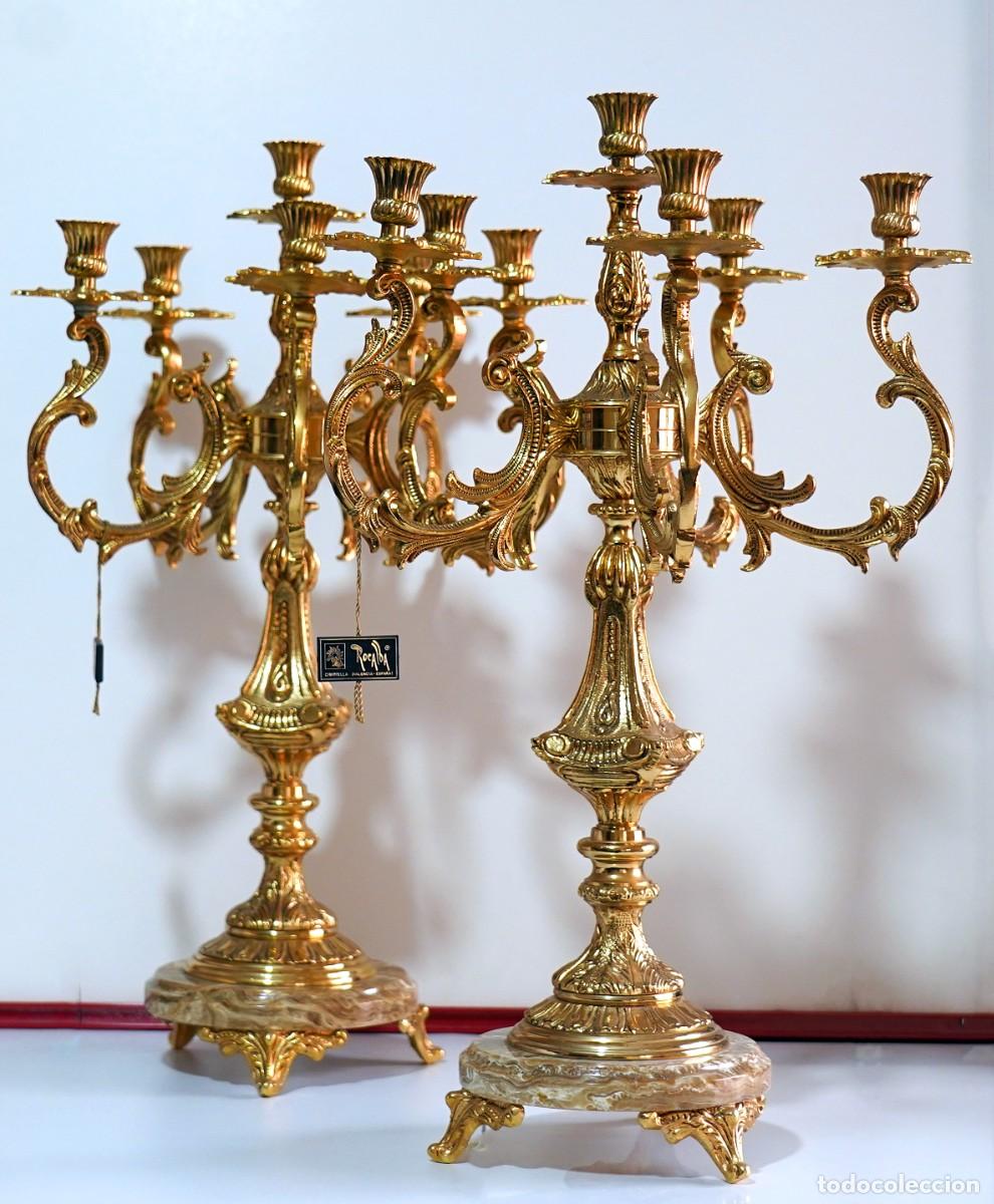 Vintage: candelabros broce ba&ntilde;o oro, ROCALBA - Foto 1