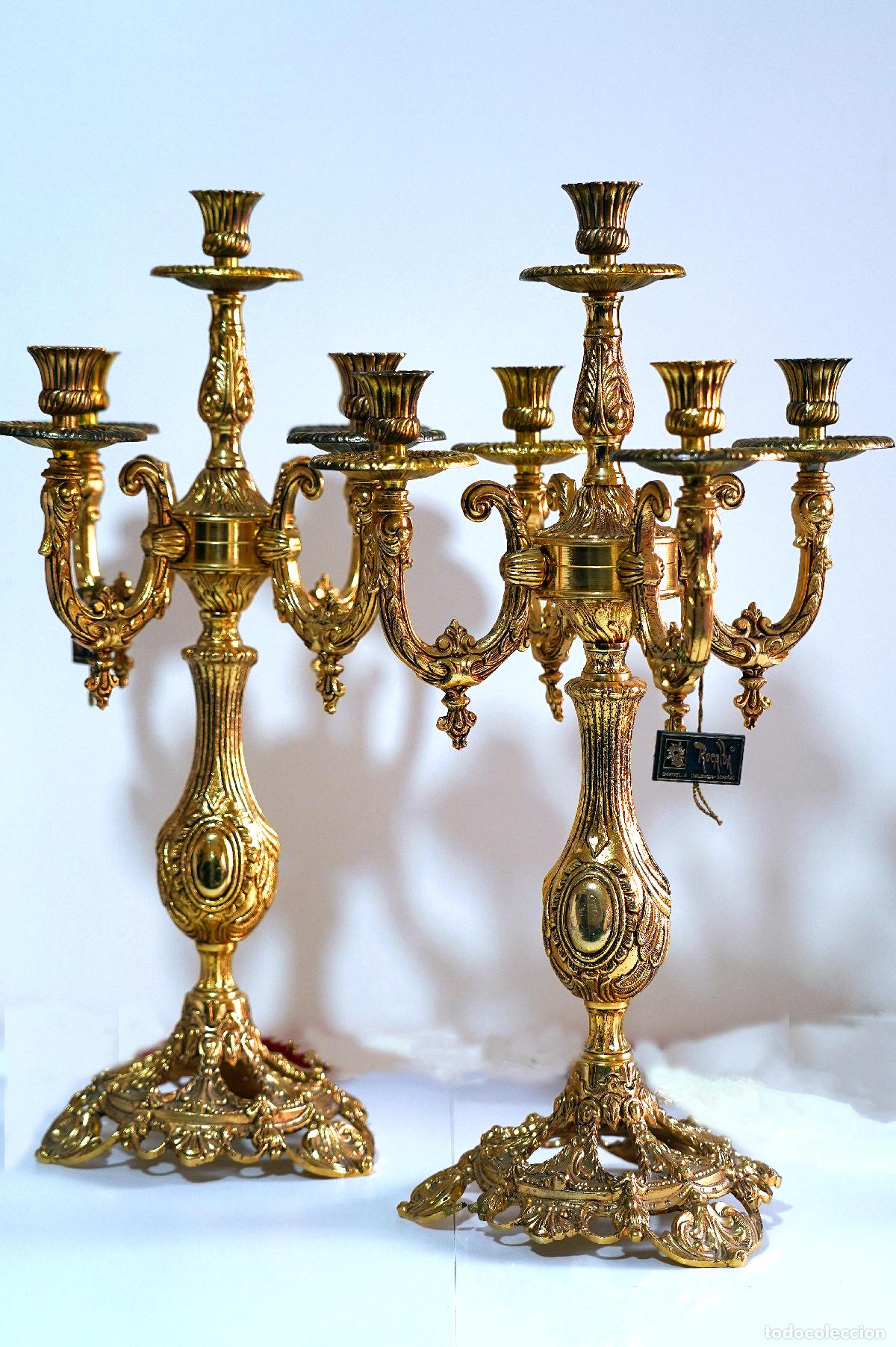 Vintage: Candelabros bronce ba&ntilde;o oro , Rocalba - Foto 1