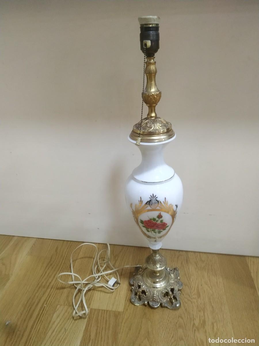 Vintage: L&Aacute;MPARA DE BRONCE OPALINA - Foto 1