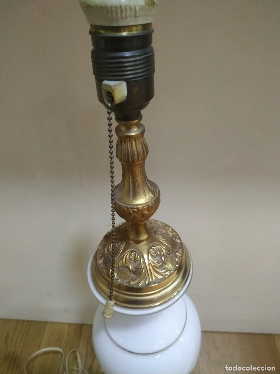Vintage: L&Aacute;MPARA DE BRONCE OPALINA - Foto 2