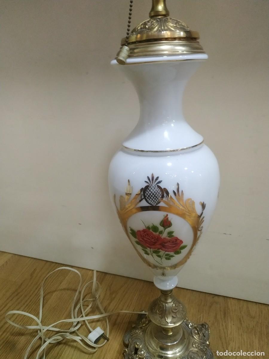 Vintage: L&Aacute;MPARA DE BRONCE OPALINA - Foto 3