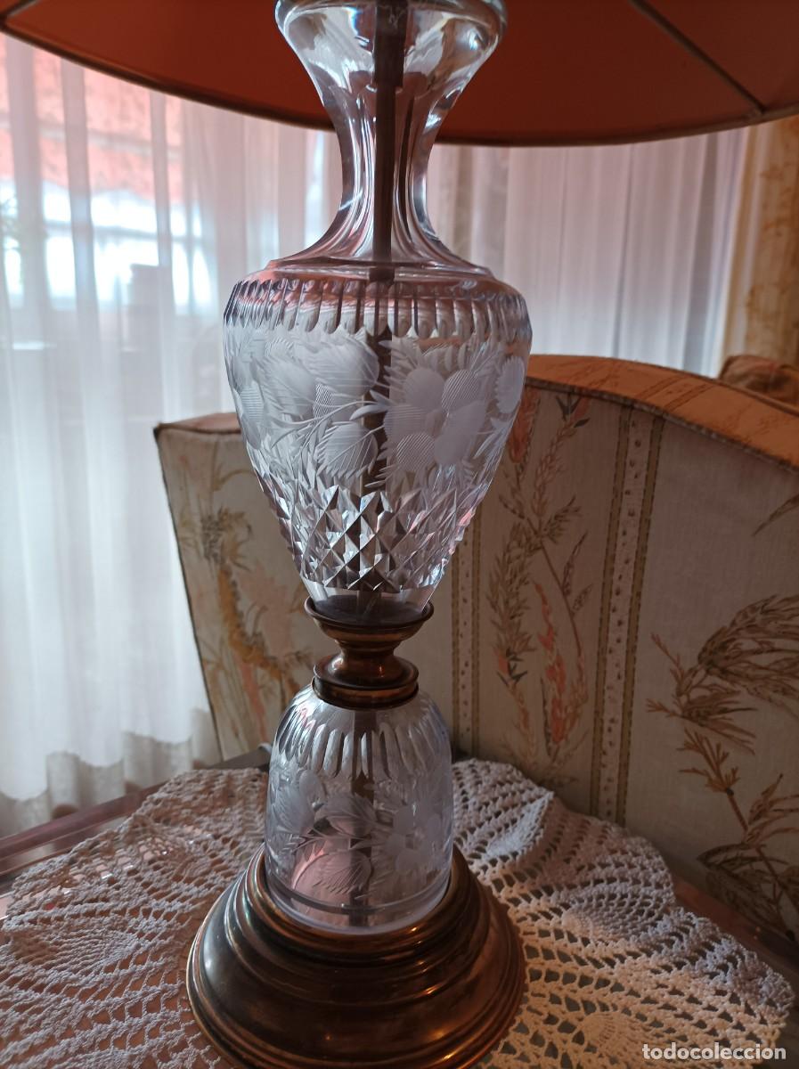 Vintage: Pie de l&aacute;mpara de cristal tallado - Foto 1