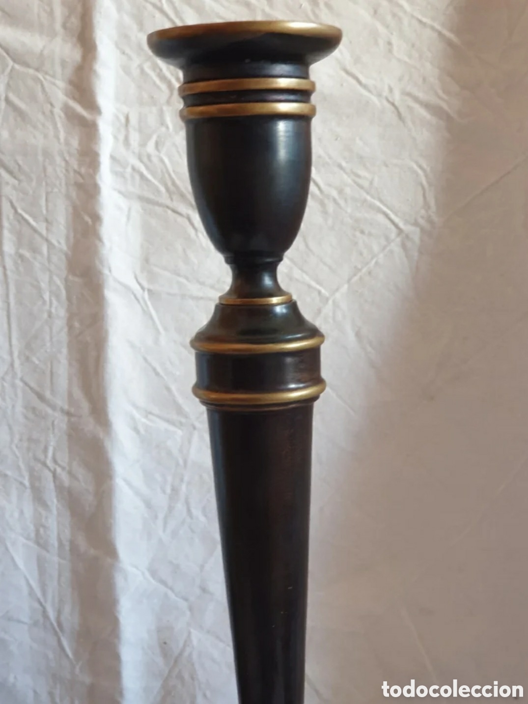 Vintage: Par de candeleros estilo Imperio de bronce macizo JLC. - Foto 3