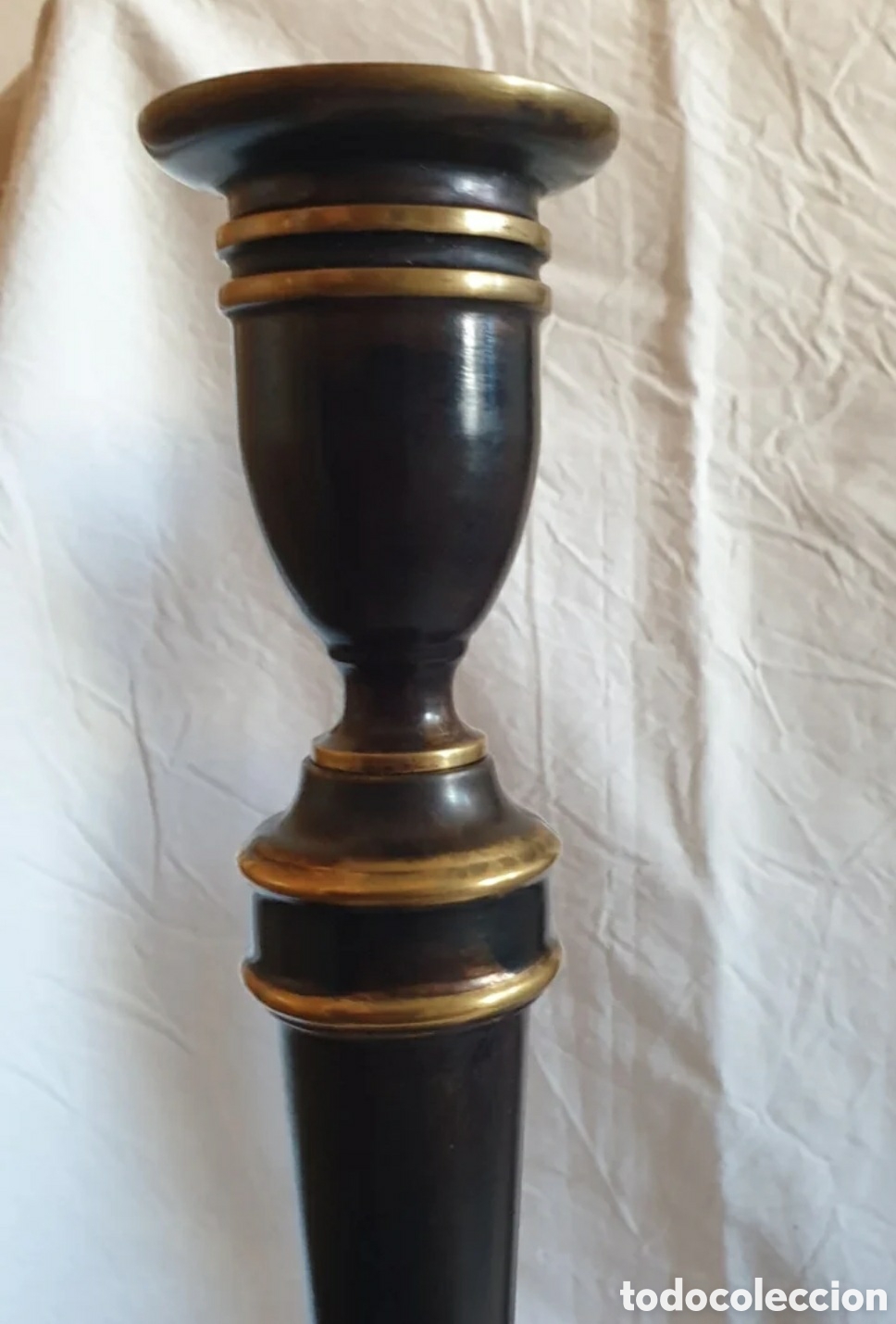 Vintage: Par de candeleros estilo Imperio de bronce macizo JLC. - Foto 7