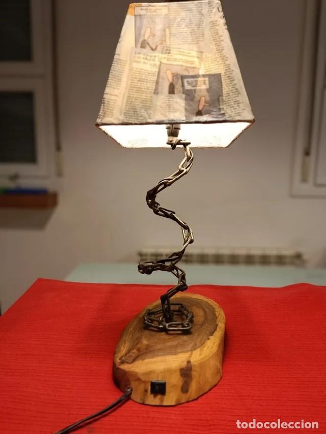 Vintage: Lampara de mesa en hierro hecha a mano - Foto 2