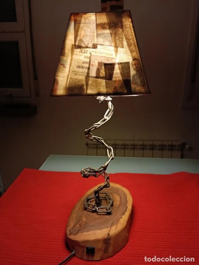 Vintage: Lampara de mesa en hierro hecha a mano - Foto 3