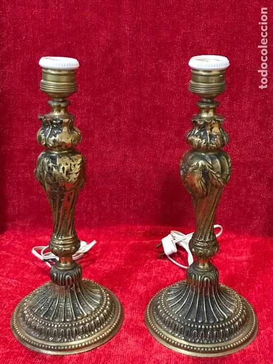 Vintage: LAMPARAS DE MESA EN LATON - Foto 1