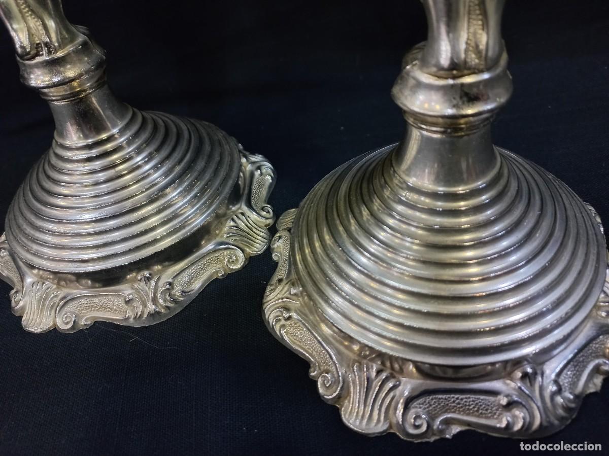 Vintage: CANDELABROS PLATEADOS (tres velas) querub&iacute;n - Foto 15