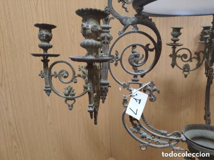 Vintage: L&aacute;mpara de bronce y opalina - Foto 8