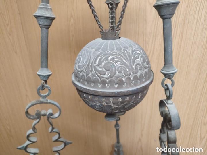 Vintage: L&aacute;mpara de bronce y opalina - Foto 10