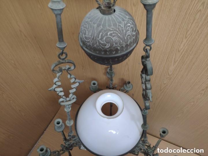 Vintage: L&aacute;mpara de bronce y opalina - Foto 12