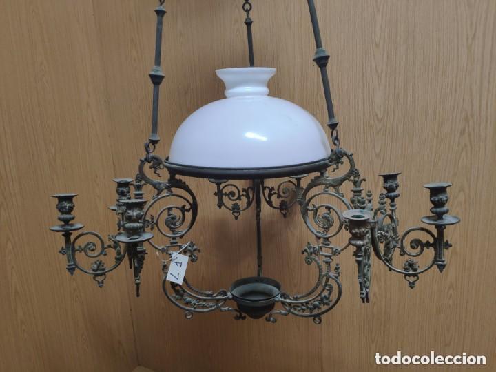 Vintage: L&aacute;mpara de bronce y opalina - Foto 15