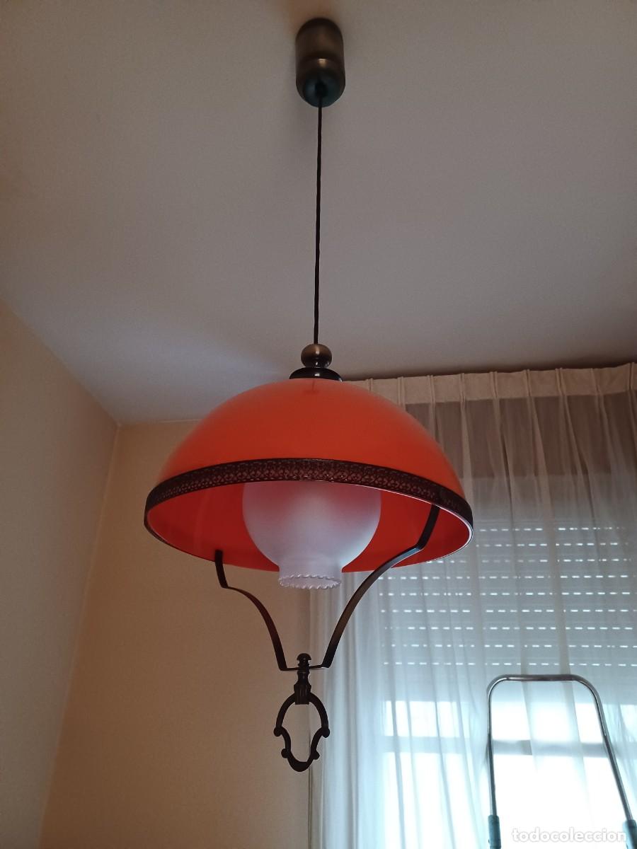 Vintage: Lampara vintage naranja con polea - Foto 5