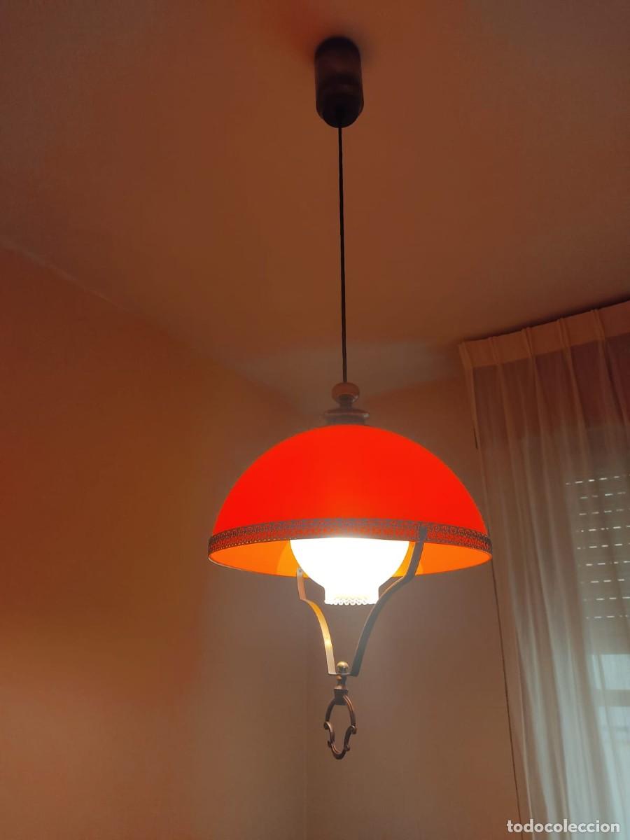 Vintage: Lampara vintage naranja con polea - Foto 7
