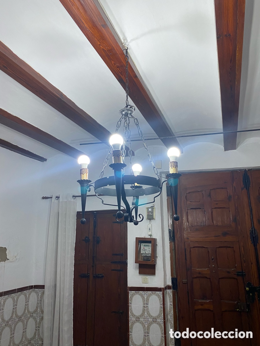 Vintage: L&aacute;mpara de Techo de 3 luces Forjado Negro - Foto 3