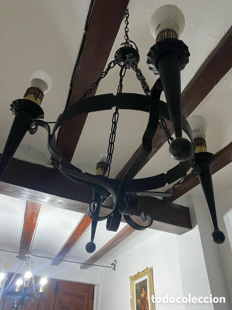 Vintage: L&aacute;mpara de Techo de 3 luces Forjado Negro - Foto 4