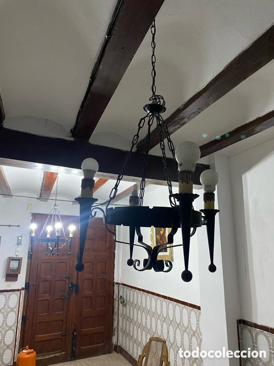 Vintage: L&aacute;mpara de Techo de 3 luces Forjado Negro - Foto 1