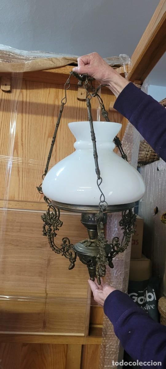Vintage: L&aacute;mpara antigua tipo quinqu&eacute; de techo - Foto 1