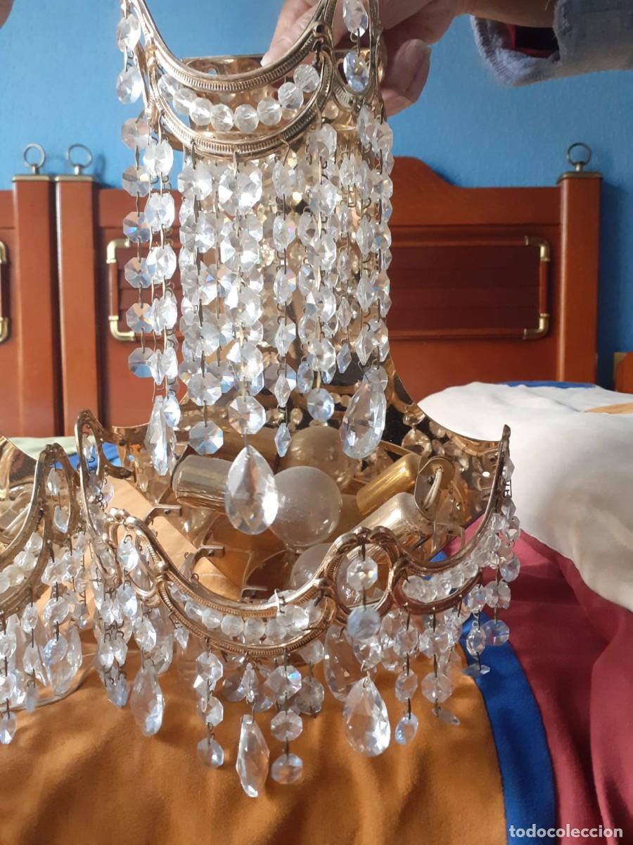 Vintage: Dos apliques de cristal de roca y lat&oacute;n - Foto 2