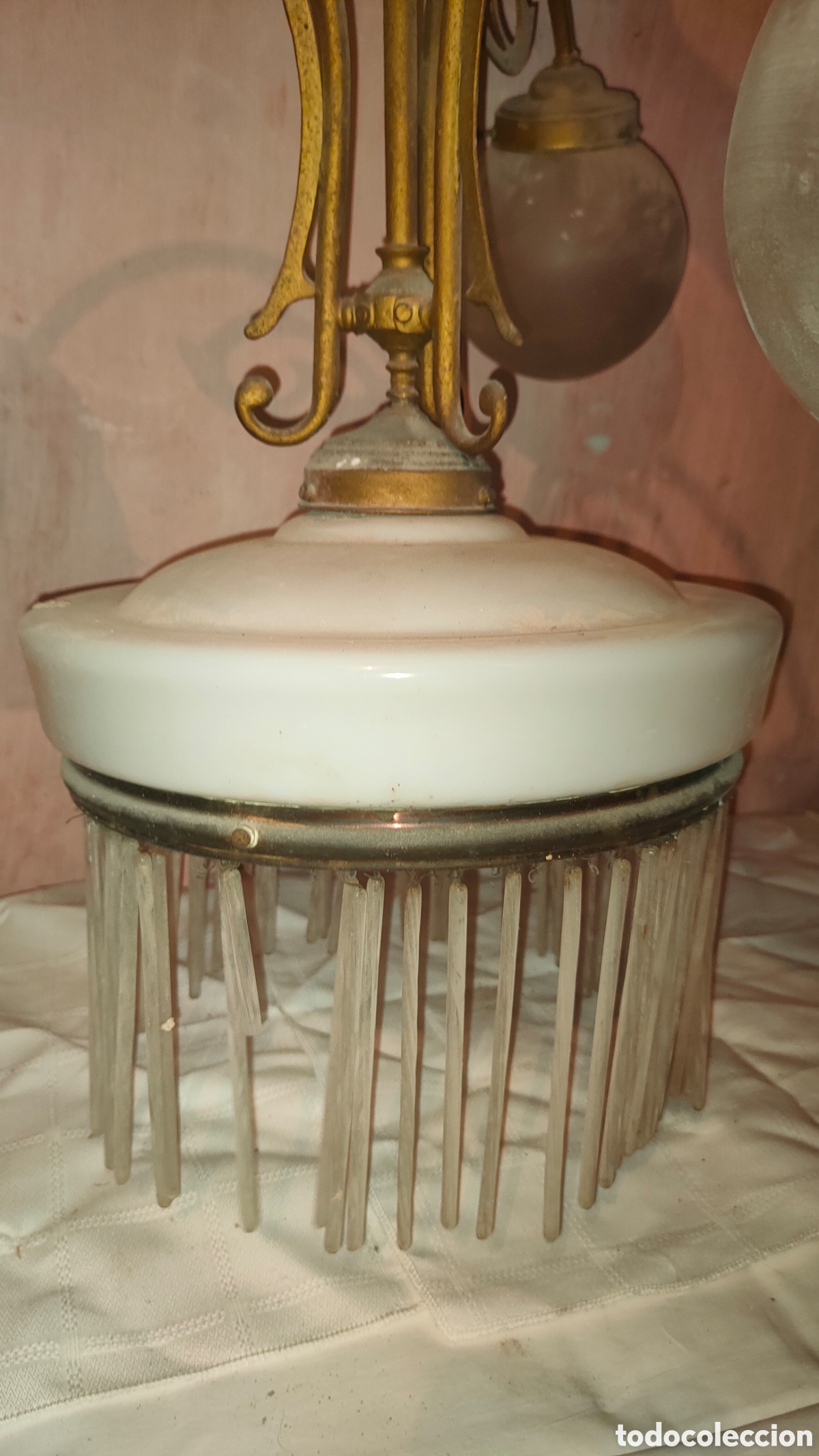 Vintage: L&aacute;mpara antigua con cristales. - Foto 4