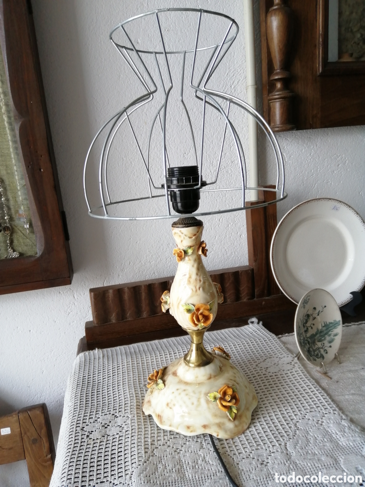 Vintage: L&Aacute;MPARA DE CER&Aacute;MICA. SOBREMESA - Foto 1