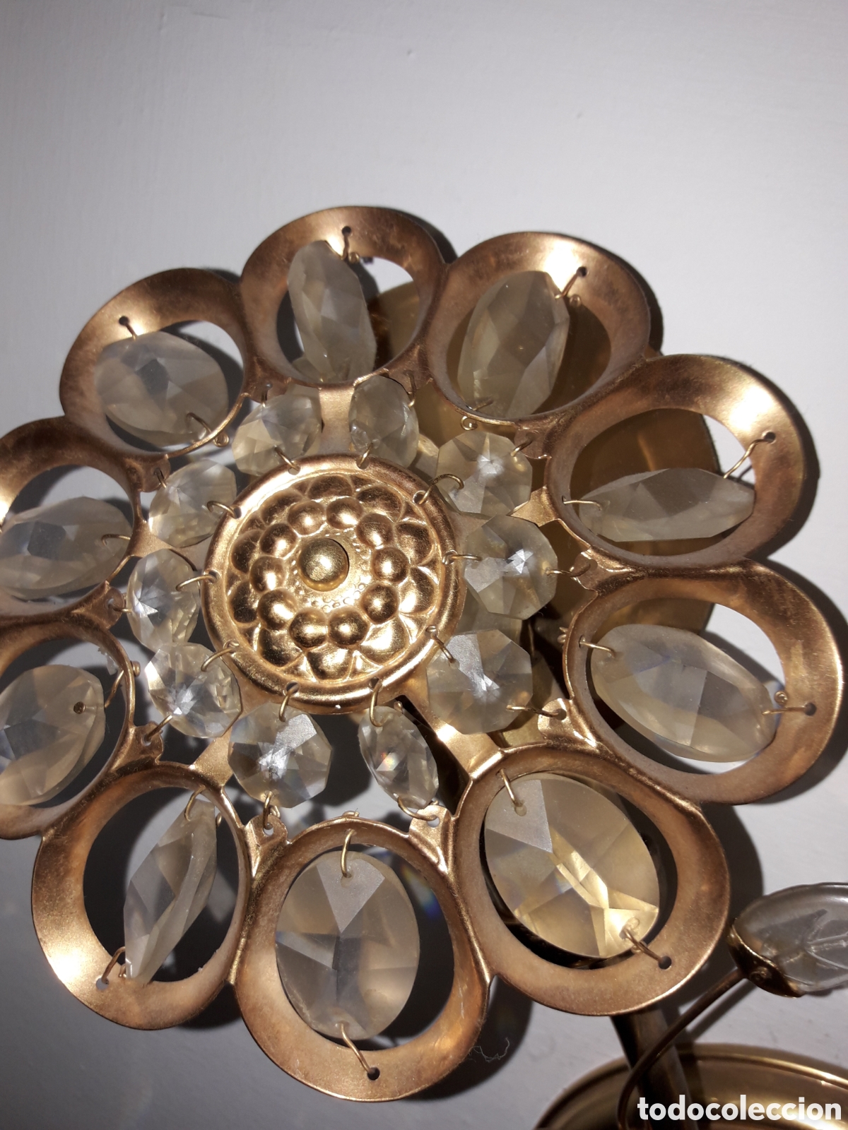 Vintage: L&aacute;mpara de pared de estrass y ba&ntilde;o oro - Foto 3