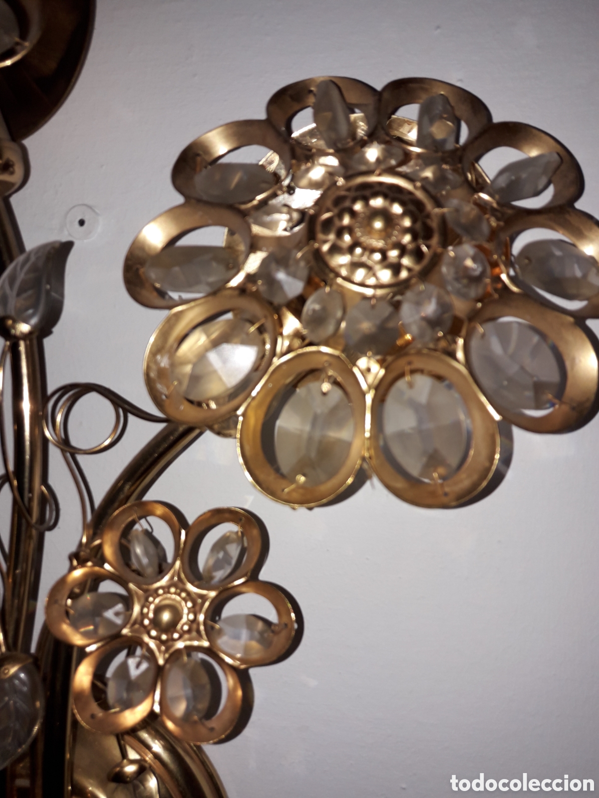 Vintage: L&aacute;mpara de pared de estrass y ba&ntilde;o oro - Foto 4