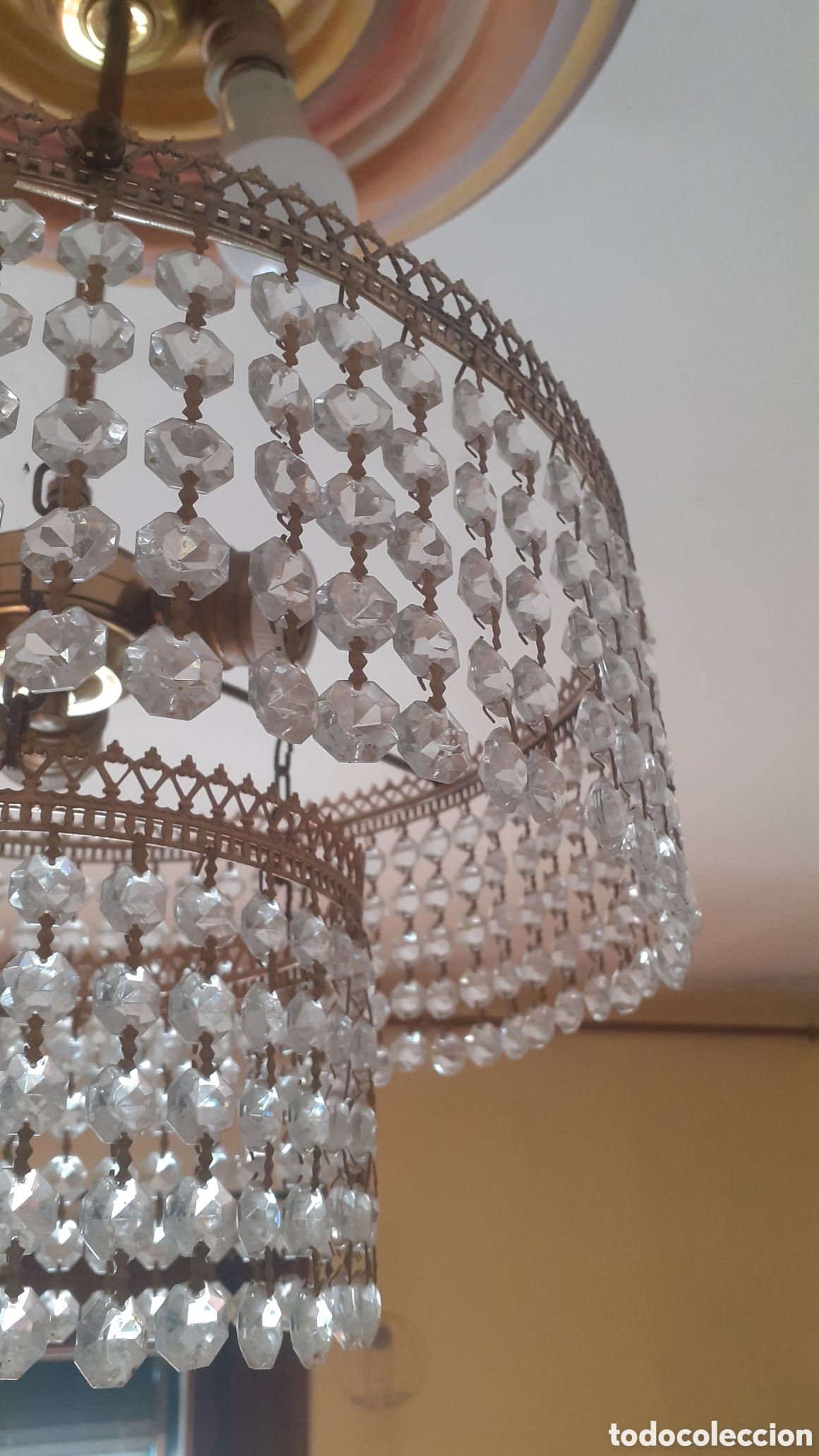 Vintage: L&aacute;mpara de techo con l&aacute;grimas de cristal - Foto 2
