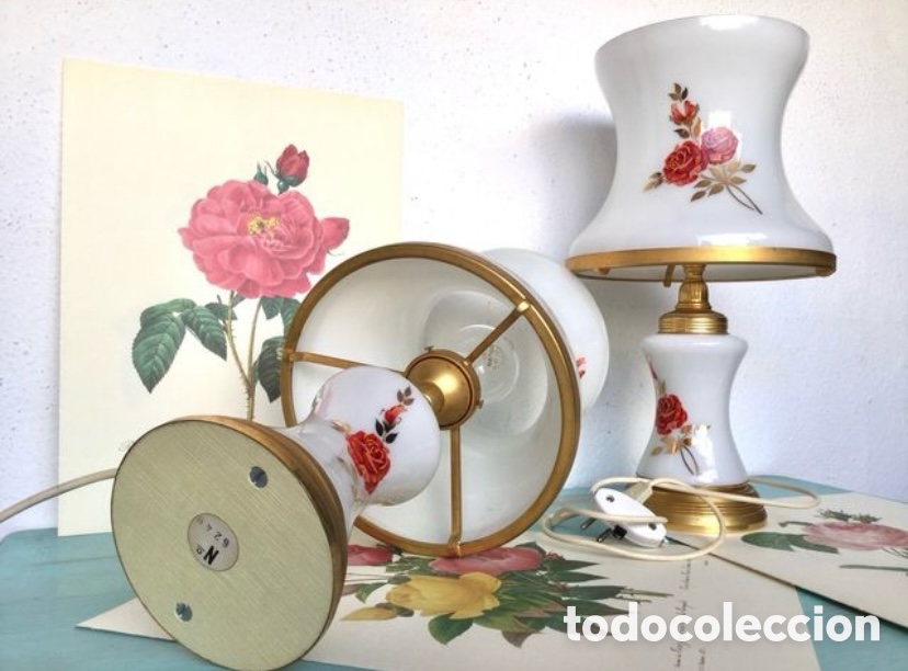 Vintage: PAREJA L&Aacute;MPARAS OPALINA. - Foto 7