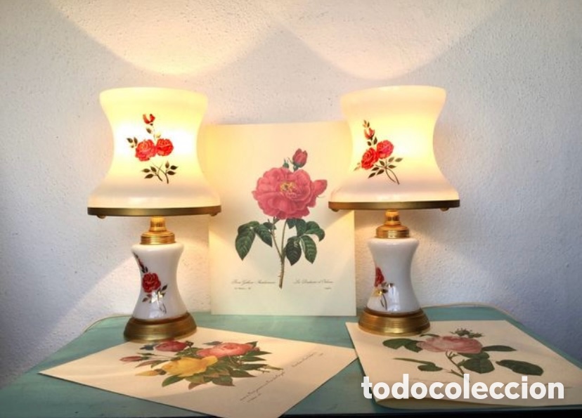 Vintage: PAREJA L&Aacute;MPARAS OPALINA. - Foto 8