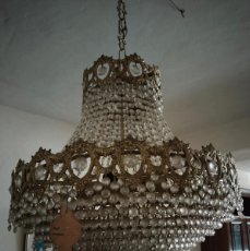 Vintage: PRECIOSA Y GRAN LAMPARA DE SALÓN DE BRONCE CON LAGRIMAS - AÑOS 70 / MUY RARA