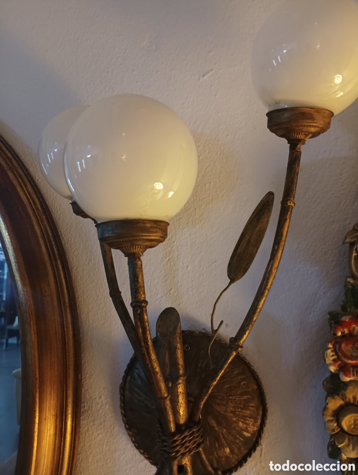 Vintage: Lampara Aplique de pared falso bambu - Foto 2