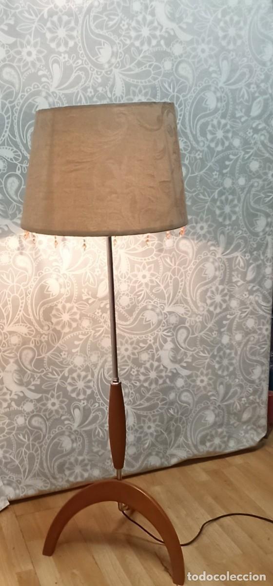 Vintage: L&aacute;mpara Pie Vintage Acero/Madera - Foto 4