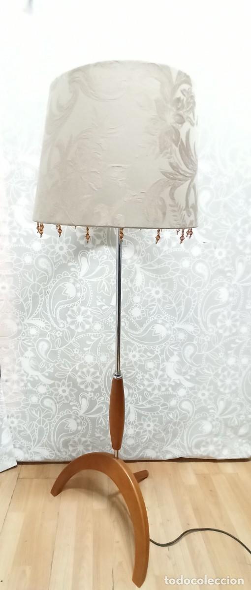 Vintage: L&aacute;mpara Pie Vintage Acero/Madera - Foto 1