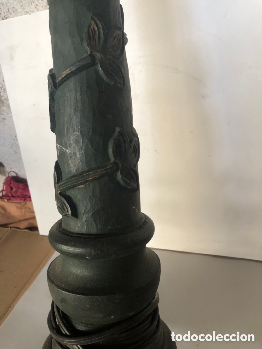 Vintage: Lampara de p&iacute;e en madera tallada - Foto 2