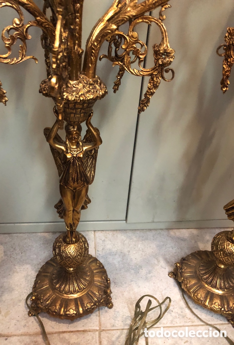 Vintage: BRONCES ARTISTICOS-PAREJA DE CANDELABROS 6 BRAZOS. - Foto 2