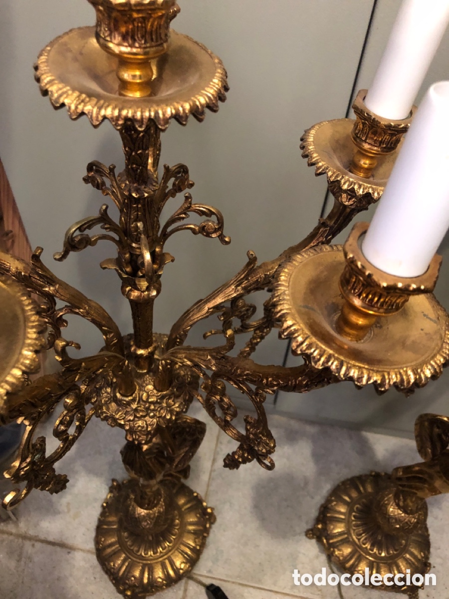 Vintage: BRONCES ARTISTICOS-PAREJA DE CANDELABROS 6 BRAZOS. - Foto 5