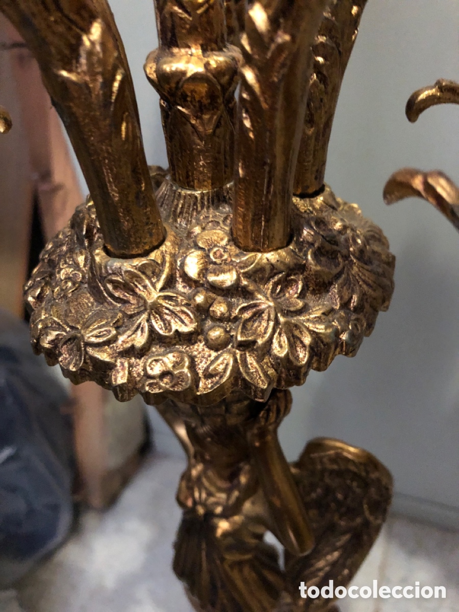 Vintage: BRONCES ARTISTICOS-PAREJA DE CANDELABROS 6 BRAZOS. - Foto 6