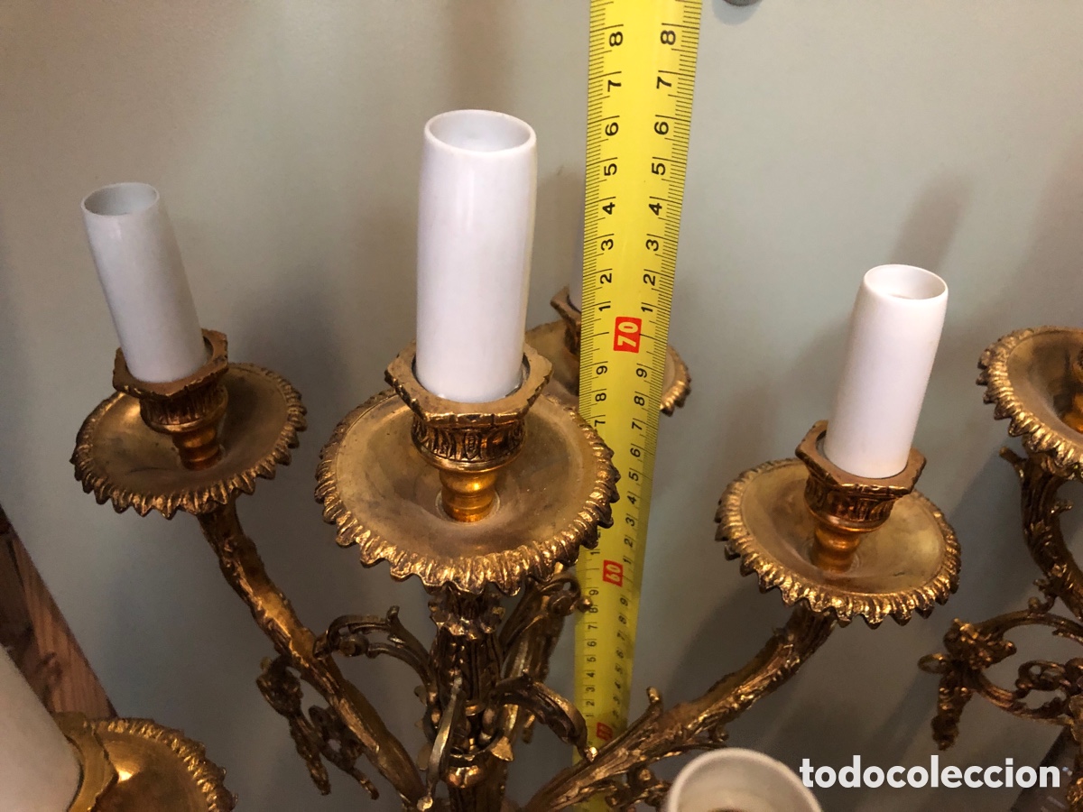 Vintage: BRONCES ARTISTICOS-PAREJA DE CANDELABROS 6 BRAZOS. - Foto 8